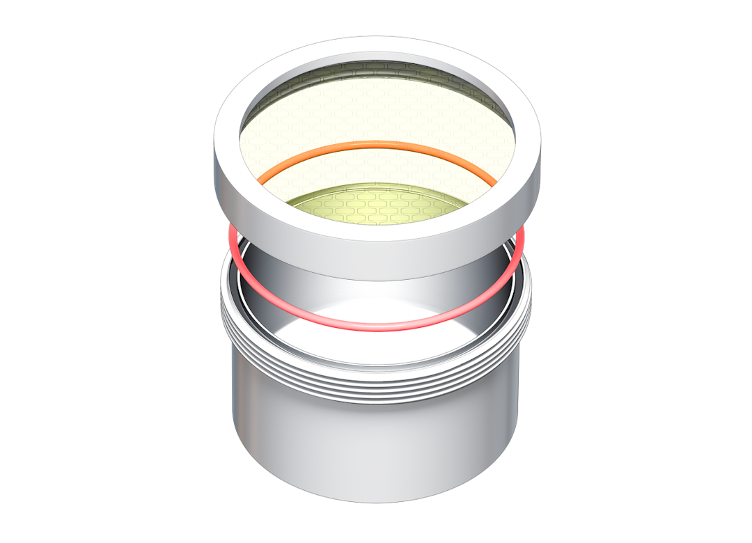 Exploded view of Lyoprotect stainless steel cup. All layers in focus.